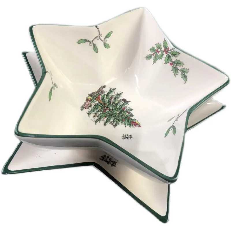 Christmas Christmas Tree Plate Star Bowl Fruit Snack Tray Home Decoration Accessories Dinner Cake Sales Restaurant Supplies noel vaisselle Y251113