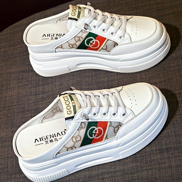 2025 Summer New Women Board Shoes Sneakers Fashion Versatile Printed White Shoes Low Top Chunky Platform Casual Shoes free shipping