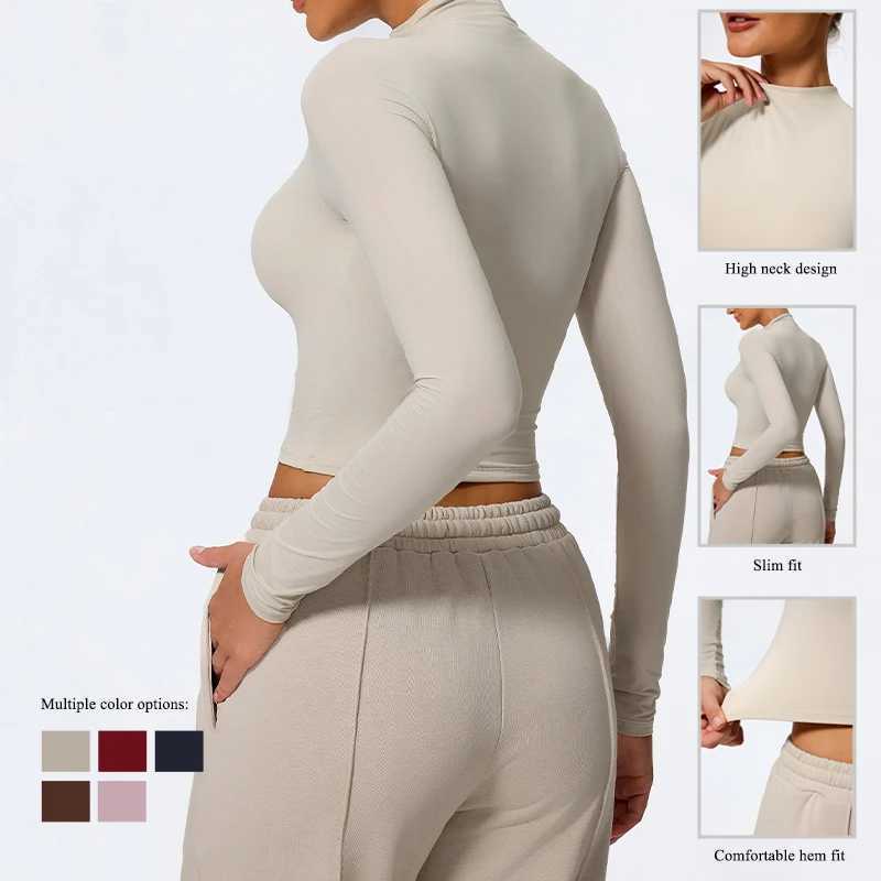 Ctenkevet Womens High Neck Long Sleeve Yoga Wear Female Soft And Skin-Friendly T-Shirt Gym Workout Sportswear Women Tight Tops J251112