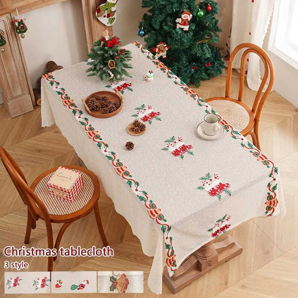 Christmas Lace Dining Table Mat Rectangle Tables Cover Christmas Tablecloths Fashion Tassels Decor Sweet Home Supplies Soft Fabric Cloths Y251113