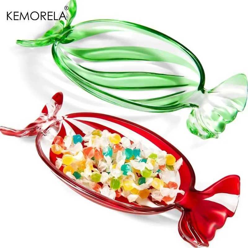 Christmas 1PCS Christmas Candy Plate Peppermint Candy Tray Glass Platter Candy Bowls Crystal Glass Fruit Plates for Serving Cake Cookie Y251113