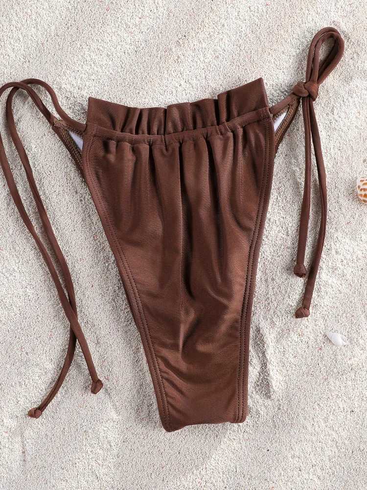 Brown Frill Bikinis Summer Bikini Set Sexy Swimwear Womens swimsuit Bathing Suit High Quality 2025 Bandage ruffled SwimsuitW251113
