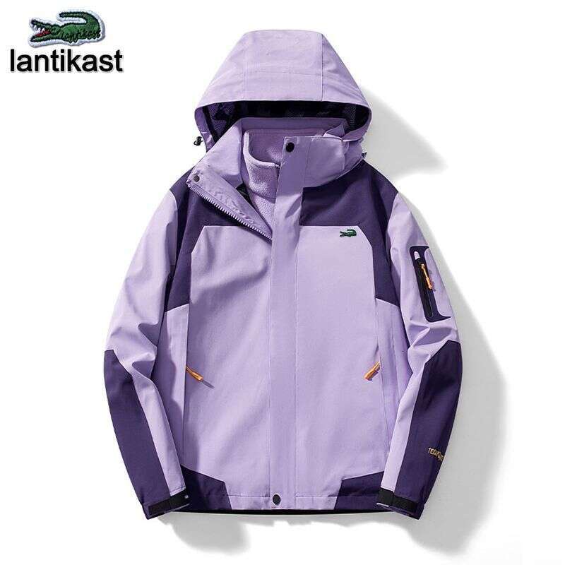 Noble Crocodile Outdoor and Women, designer hoodie Three-in-One, Fleece-Lined, Thickened, Detachable Two-Piece Set, Mountaineering Cold-Proof Jacket f