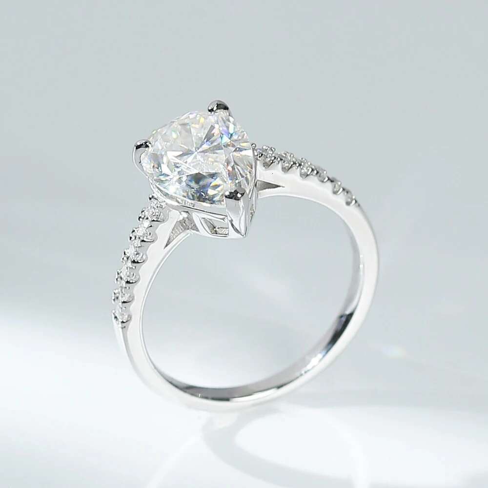 8*12mm D Color Pear Shaped Moissanite Engagement Rings for Women Sparkling Lab Diamond 925 Sterling Silver Wedding Band Jewelry