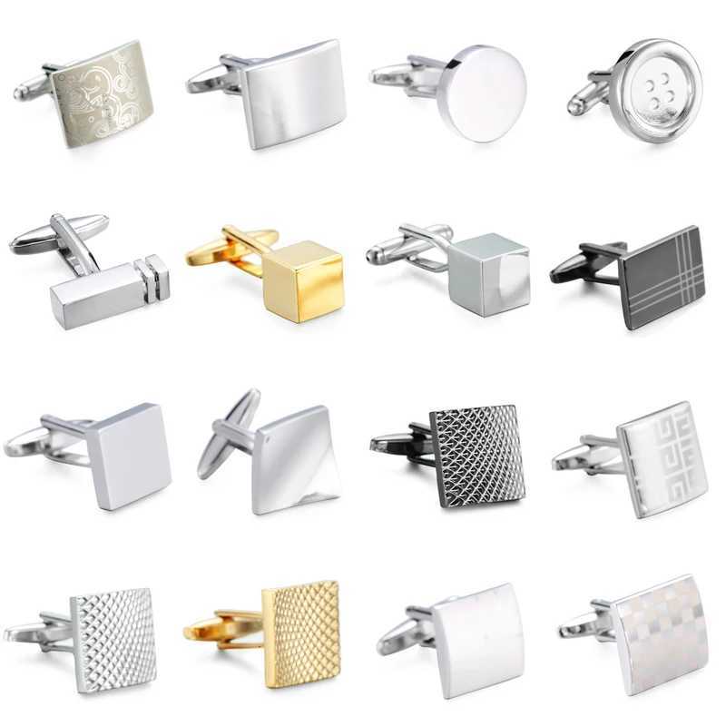 High quality brass laser metal carving batch flower craft cufflinks with striped and grid fashion mens shirt cufflinksT250412