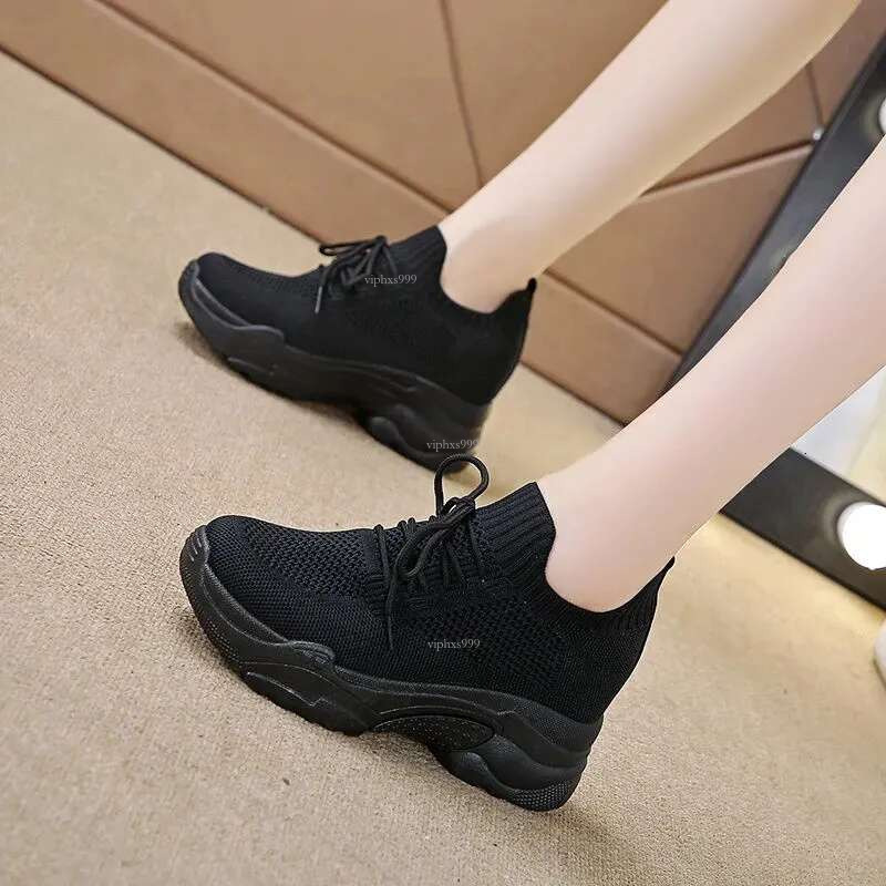 New Free Shipping Designer Shoes Inner Heightened Little White For Women 2025 Spring Flyknit Mesh Casual Sports Breathable Thick Sole Dad Shoes Summer