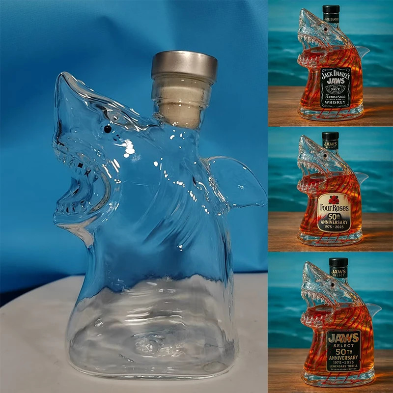 Shark Statue Wine Bottle Decanter Decoration For BarOfficeHome Animal Whiskey 3D Engraved Glass 320ml 251113