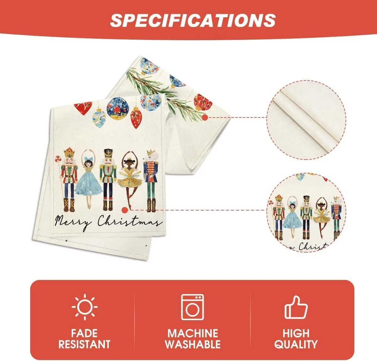 Christmas Christmas Watercolor Nutcrackers Xmas Balls Linen Table Runners Dresser Scarf Decor Farmhouse Dining Table Runners Xmas Decor Y251113