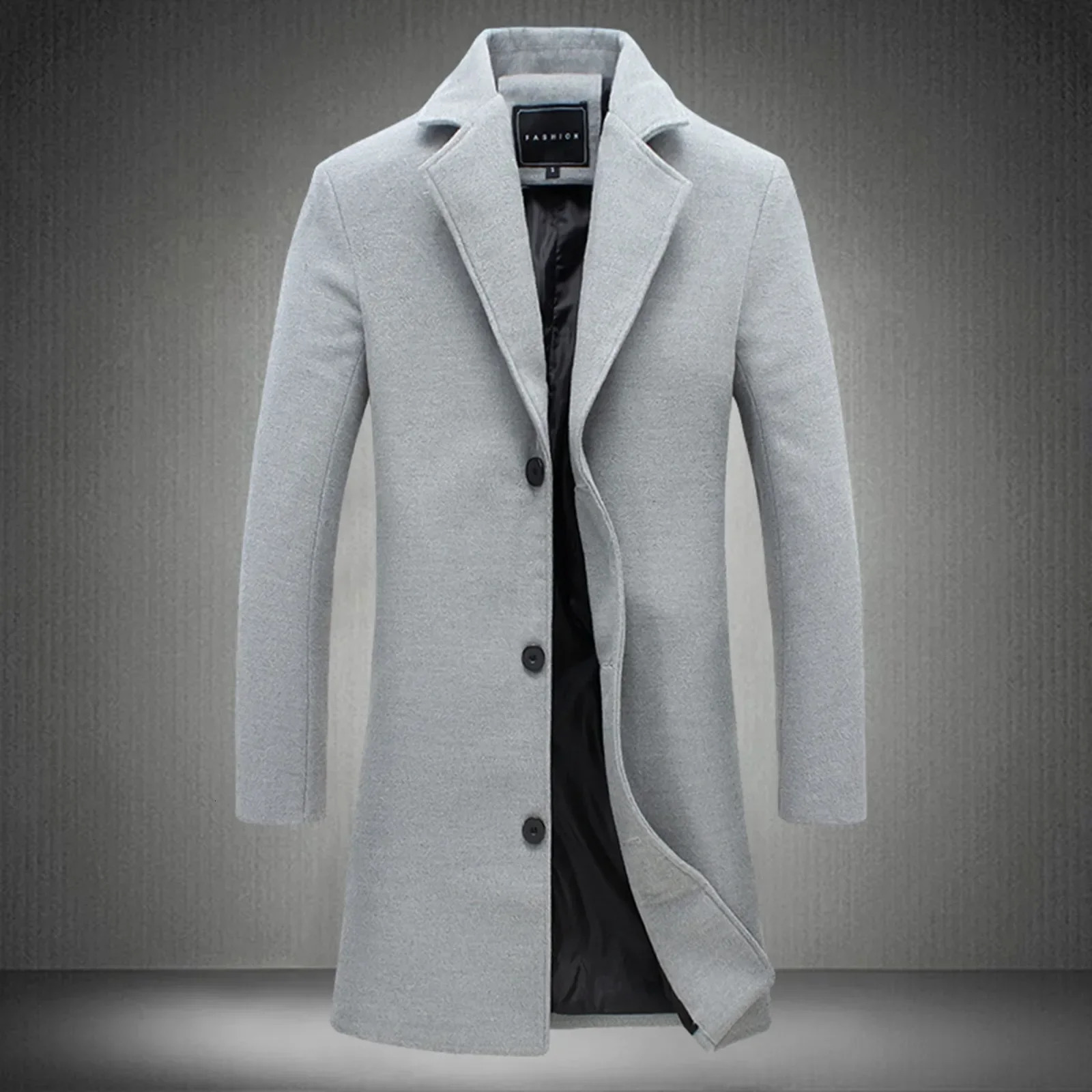 2025 Fashion Men Wool Blends Mens Casual Business Trench Coat Leisure Overcoat Male Punk Style Dust Coats Jackets 251110