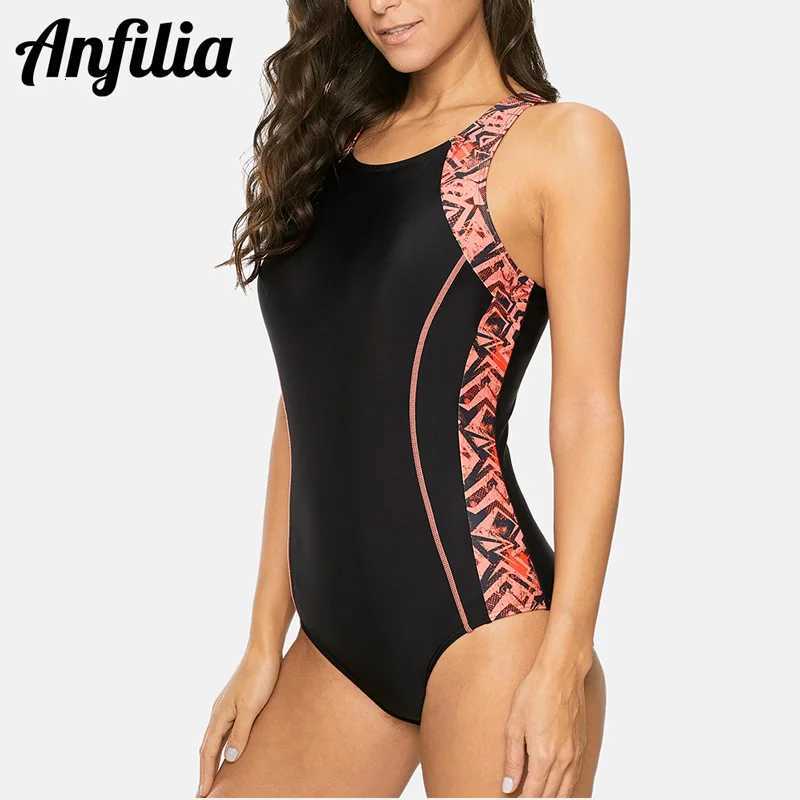 Anfilia Women One-piece Sports Swimsuit Ladies Sports Swimwear Backless Beach Wear Bathing Suits Monokini BikiniW251113