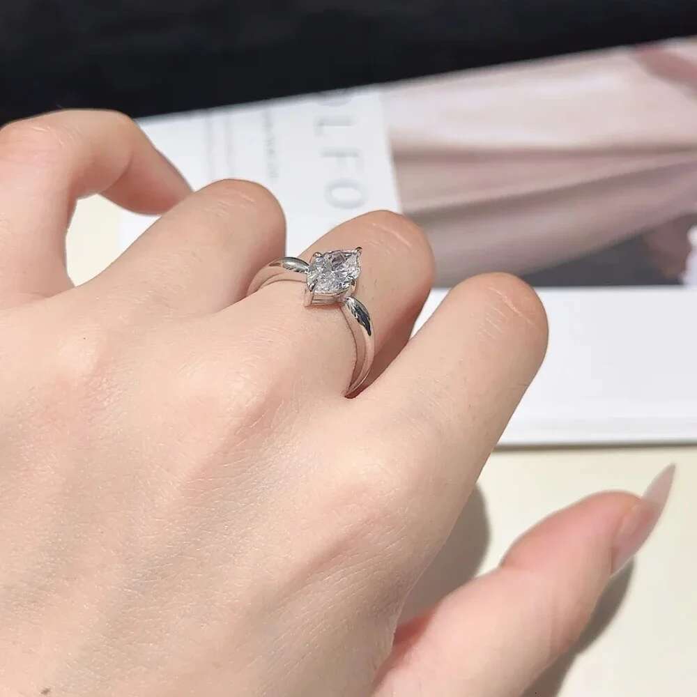 1-3CT Marquise Cut Moissanite Dia Engagement Ring For Women S Sterling Sier Wedding Band Jewelry Gifts With Certificate