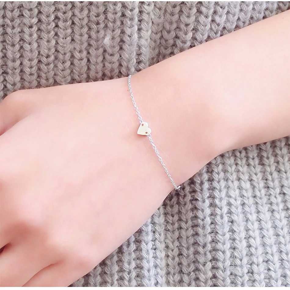 eManco Simple Name Initial Stainless Steel Bracelets for Women Heart Charm Bracelet Friendship Bracelet JewelleryC250411