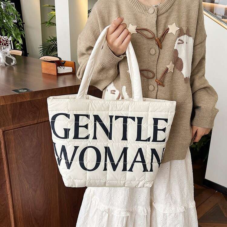 GW new cotton internet celebrity, commuting letter women's student bag, large capacity crossbody tote bag