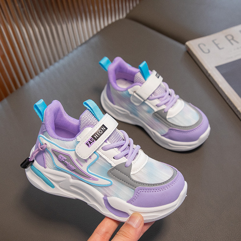 Kids Sneakers Girls School Casual Shoes Outdoor Running Shoes Light Soft Tennis Purple Non-slip Youth Children Shoes Sizes 26 - 37 K0311