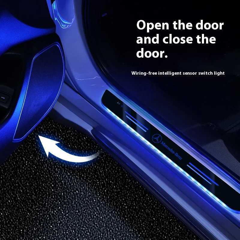Car LED Wireless Welcome Pedal Light Door Sill Light For Mercedes-Benz AMG A C E V Class Sprinter GLC ML SLK SL Vito GLA GLK CLA W251112