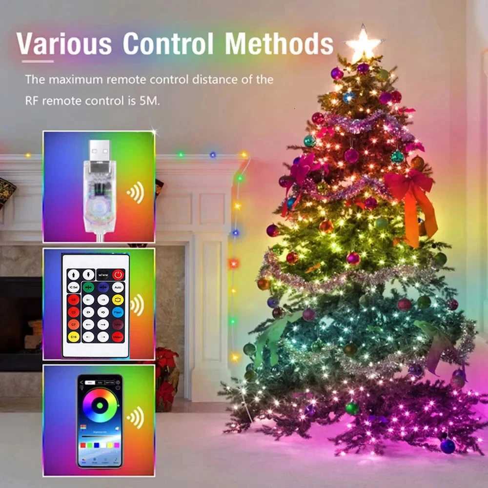 String LED Bluetooth Fairy Lights Dreamcolor RGBIC DIY Party Christmas Tree Lights Wedding Decor Garland USB Lamp 15M/10M/5M/2M W251112