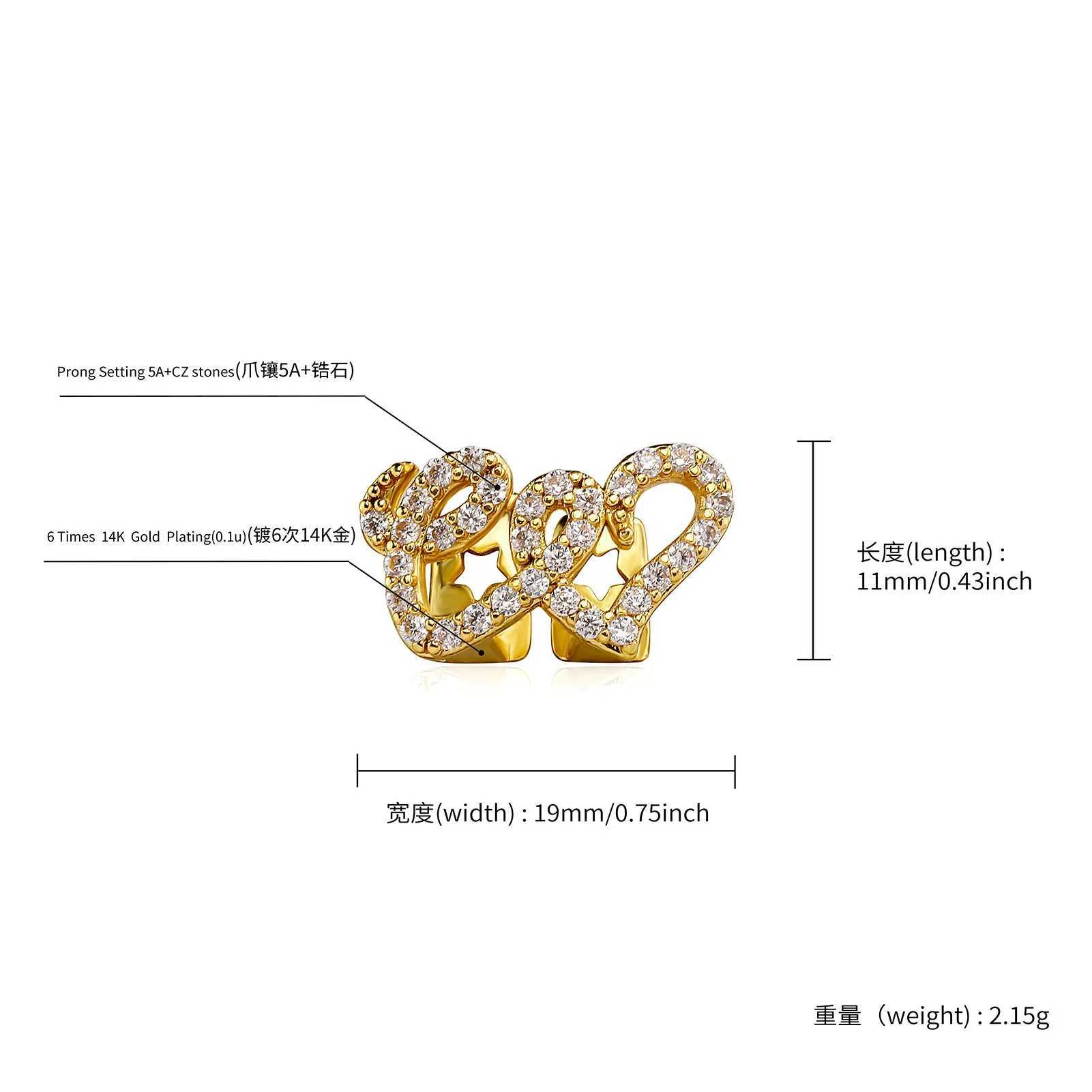 Rachelz Hip Hop Full CZ Stone Double Heart shaped Tooth Hat Y2K Punk Zirconia Stone Tooth Grille Suitable for Women Couples Jewelry GiftsXJ250412
