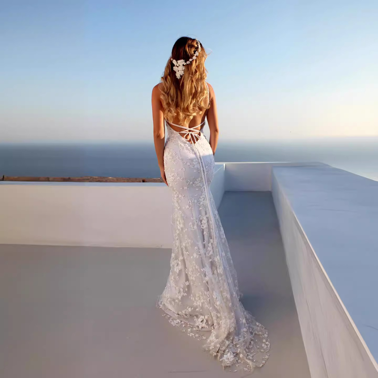 2025 New Dress Long Skirt Sexy V-neck White Suspender Dress