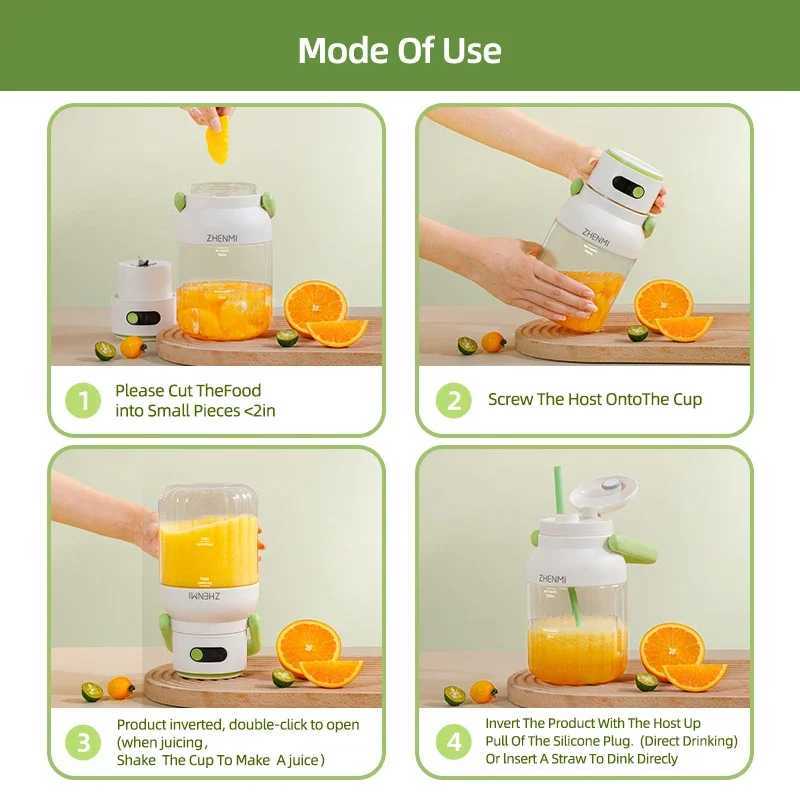 Mi Portable Juicer Electric 1L Large Capacity Juice Cup USB Charging Fruit Blender Fresh Separator Press Machine Send A Straw C251113