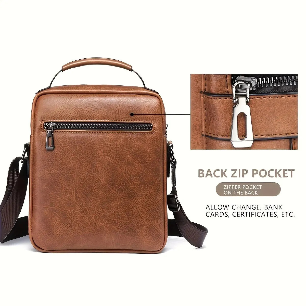 Suitable for 97inch iPad mens PU leather flip cross body bag business solid messenger travel 250409