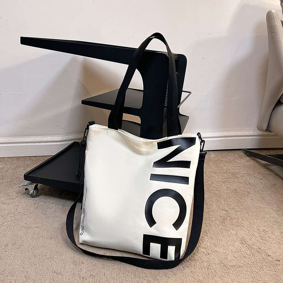 Crossbody Student Canvas Trendy Large Capacity Commuter Tote Urban Style Single Shoulder Laptop Bag