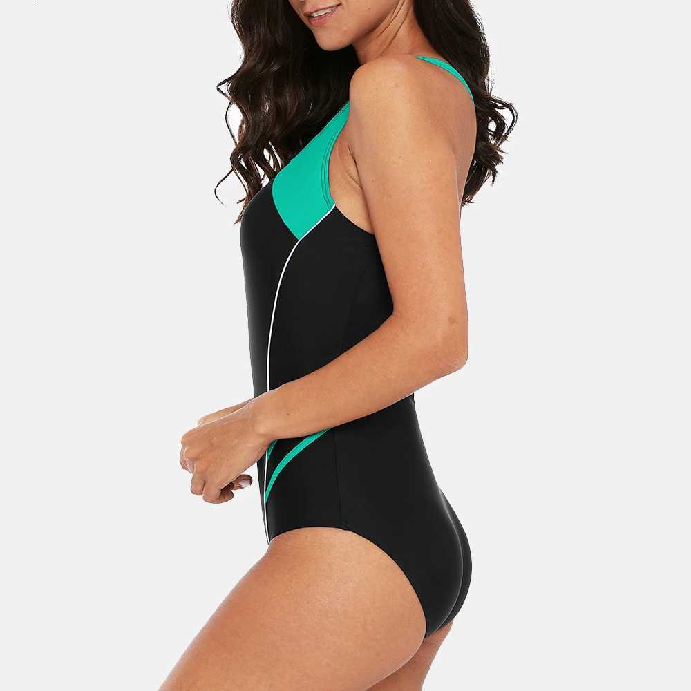 Anfilia One Piece Women Sports Swimwear Sports Swimsuit Patchwork Beachwear fitness slim Bathing Suit Padded Bikini MonikiniW251113