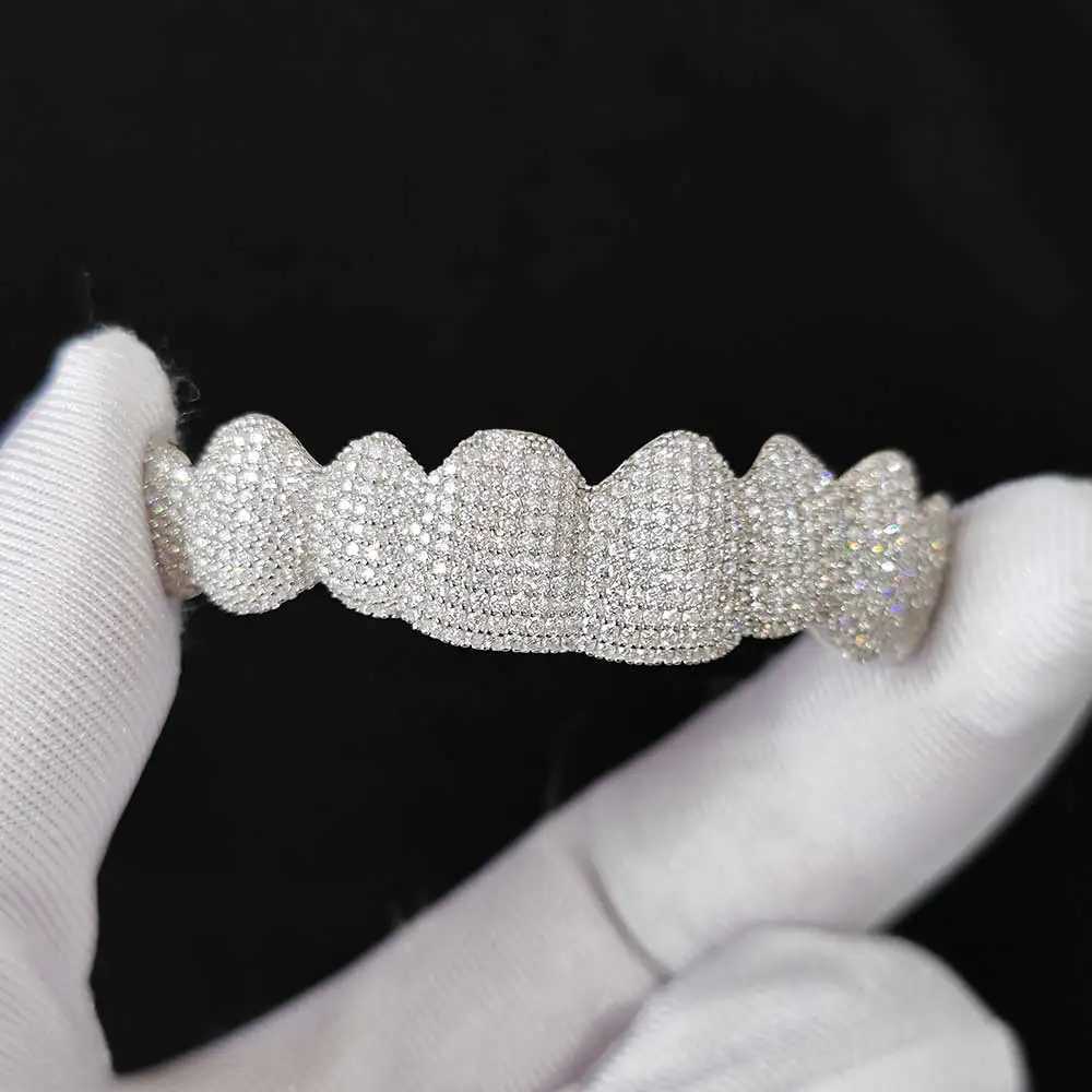 Real 100% 925 sterling silver VVS diamond Grillz for men and women Moissanite dental Grillz body hip hop jewelry top and bottomXJ250412