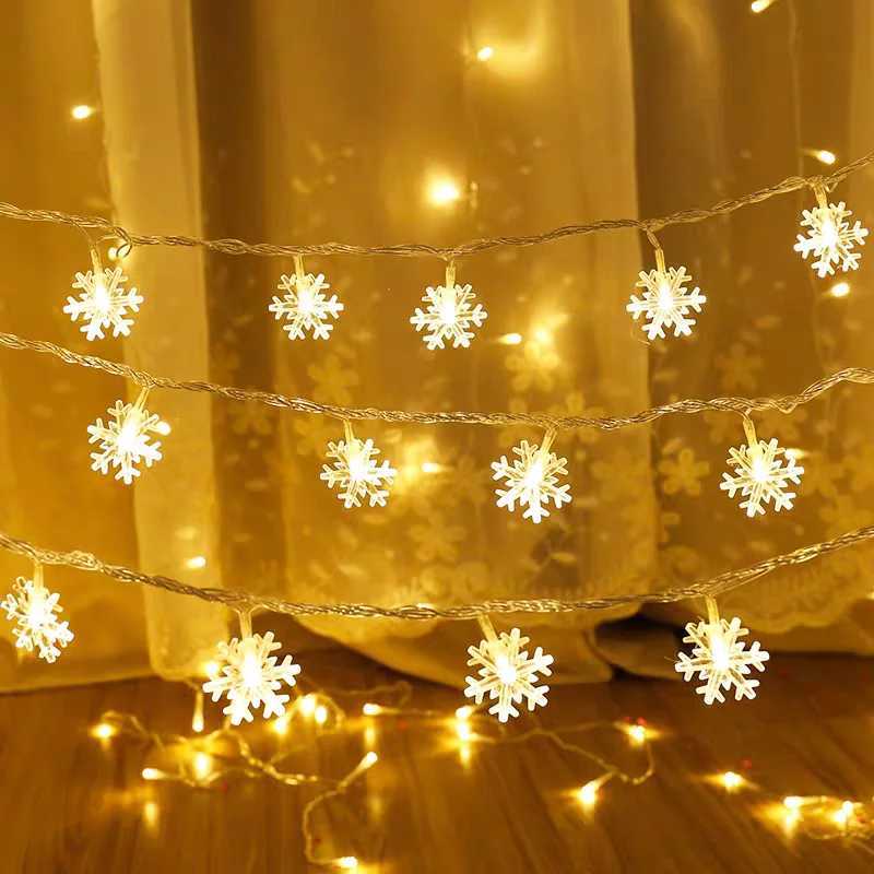 Christmas Fairy Light Snowflake LED String Light Garland Decoration for Home Xmas Santa Claus Gifts New Year Ornament M251113
