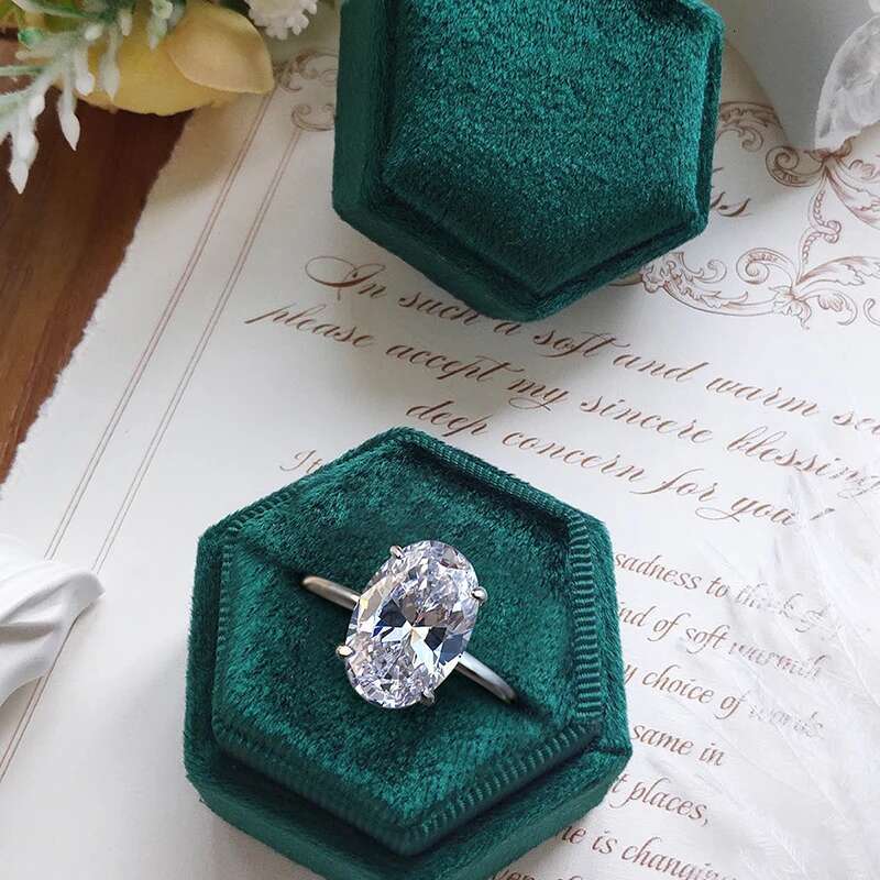 GRA Gorgeous Oval Zircon Rings For Women Dating Gift Real 925 Sterling Silver Party Wedding Ring High Quality Hot Sale Jewelry