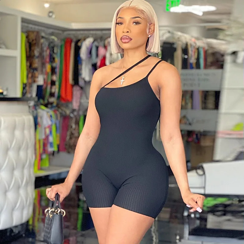 Womens strapless Playsuit tight and sexy streetwear solid fashion summer onepiece cut jumpsuit 250411