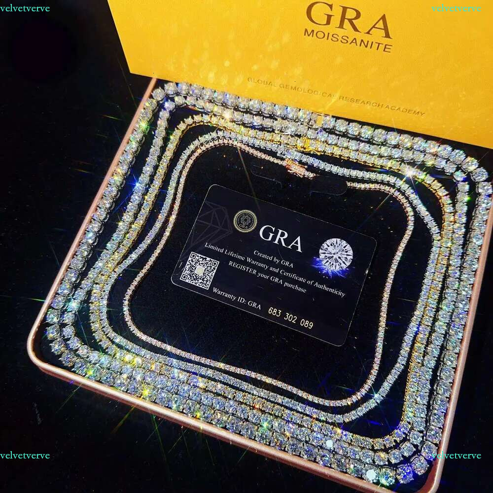 Custom hip hop Jewelry necklace 2mm 3mm Sterg fashion Sier hiphop chain VVS Moissanite Tennis Chain