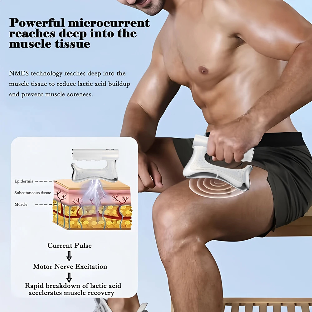 Electric Fascia Gun Knife Muscle Relaxation Microcurrent Fascia Massage LCD Vibration Warm Body Scraper Tool Massager 250409