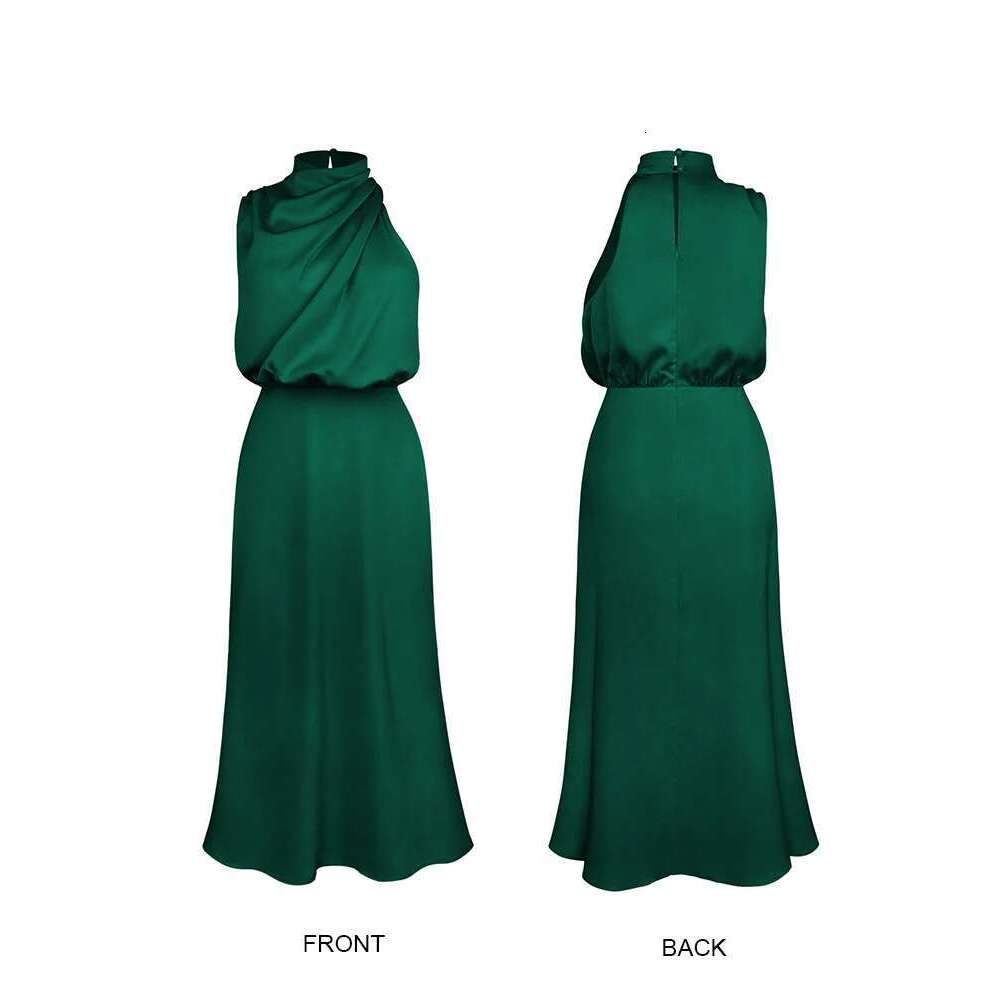 Summer High-End Silk Satin Sleeveless Long Women Fashion Elegant Celebrity Dresses Evening Dress Party Clothes Ladies