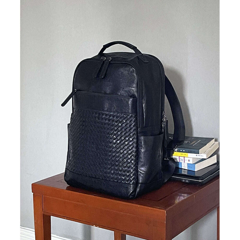 Backpack men's casual computer backpack woven fashionable large capacity travel bag