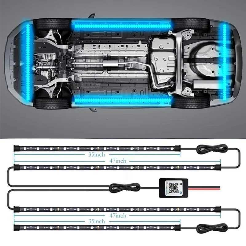 Car Underglow Neon Light Vehicle Bottom LED Atmosphere Underbar Strip RGB Colorful Underlight Floor Ambient Lamp Waterproof W251112