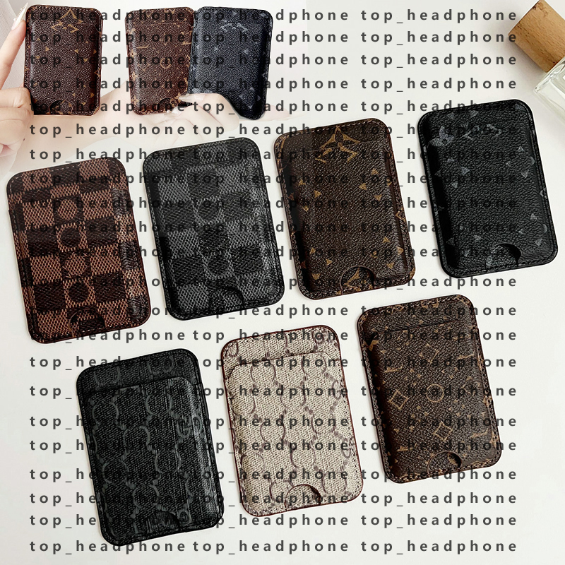 Designer Magnetic Leather MagSafe Card Holder Phone Case All Fitted Luxury Universal Mini Wallet Work ID Bank Credit Bus Hi Quality Cover With Box Woman Man DM