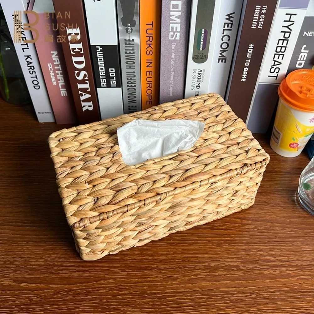 Straw Woven Tissue Box Cover Natural Decorative Tissue Box Household Environmental Protection Dryer Sheets Holder Y251112