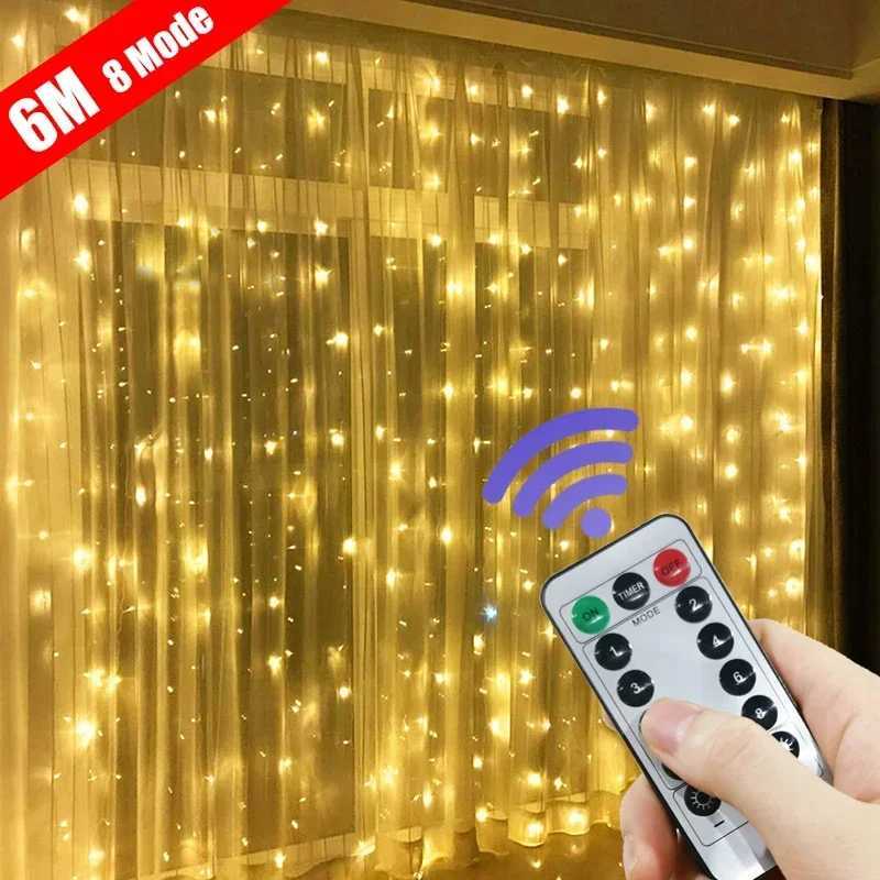3/4/6m Curtain LED String Lights Garland USB Festoon Remote Control Fairy Garland Lights Christmas Decoration for Bedroom Home W251112