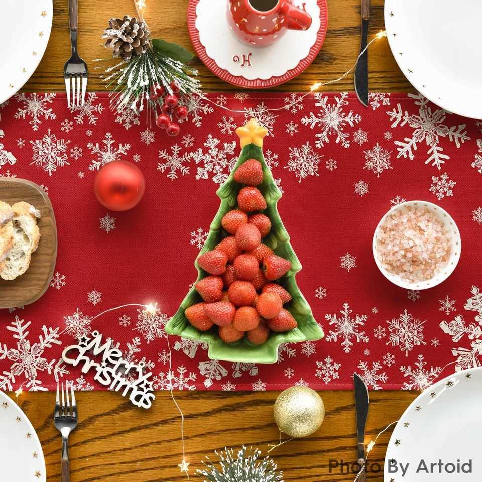 Christmas VIKAMA Christmas Winter Table Runner Christmas Kitchen Table Decoration Cabinets and Tabletops Tablecloth Home Decoration Y251113