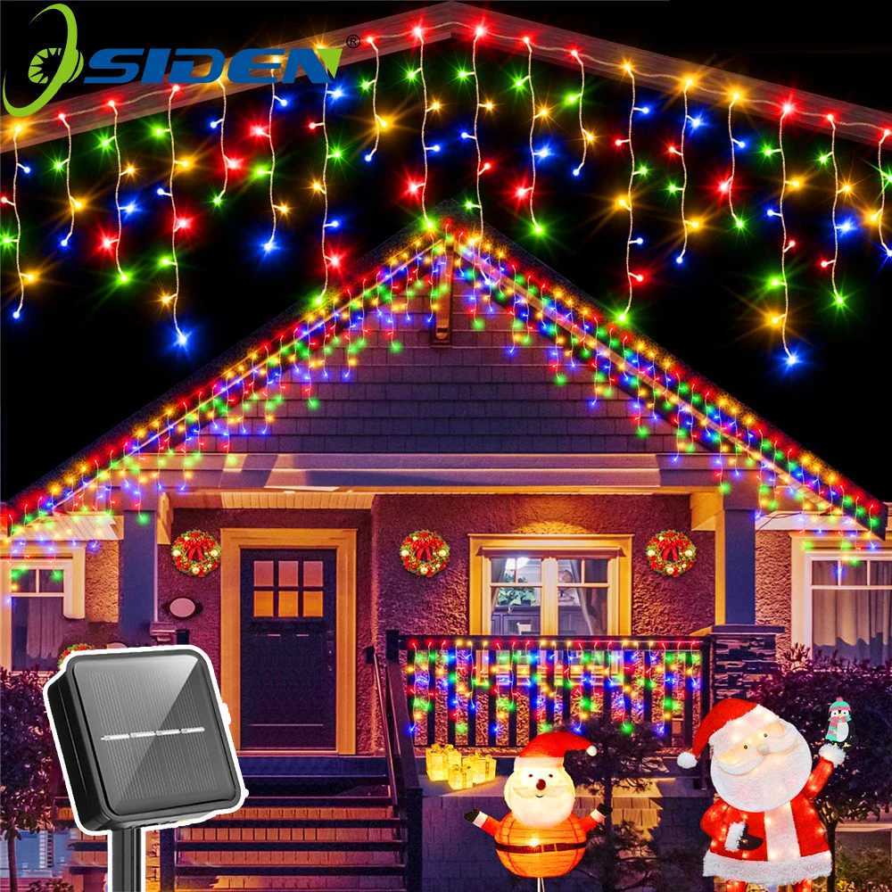 Outdoor Eaves Decoration 75M 160Leds Solar lcicle string Lights 8 Lighting Modes Christmas Halloween Party Holiday Lights M251113