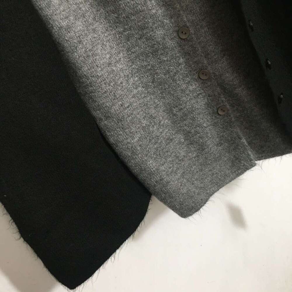 24 Winter New Set with Nail Bead Letter Fake Two Piece V-neck Long Sleeve Knitted Cardigan+High Waist Wide Leg Pants