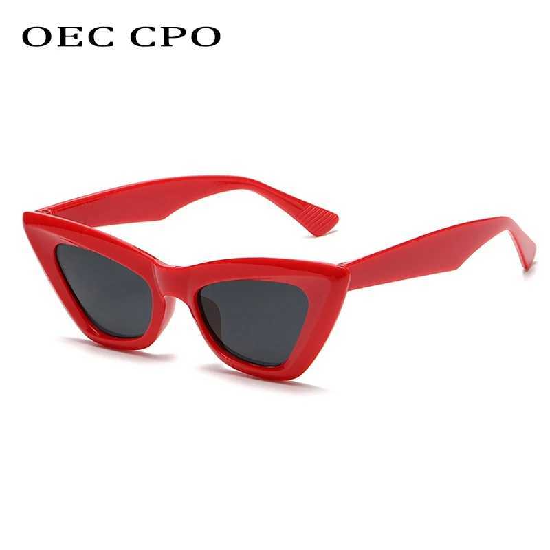 OEC CPO Retro Cat eye Sunglasses Women Fashion Colorful Green Sun Glasses Lady Vintage Shades Eyewear Oculos Lunette De SoleilC250412