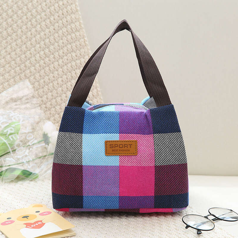 Canvas bento thickened waterproof handle mesh cloth hand-held small lunch box casual bag, women's bag