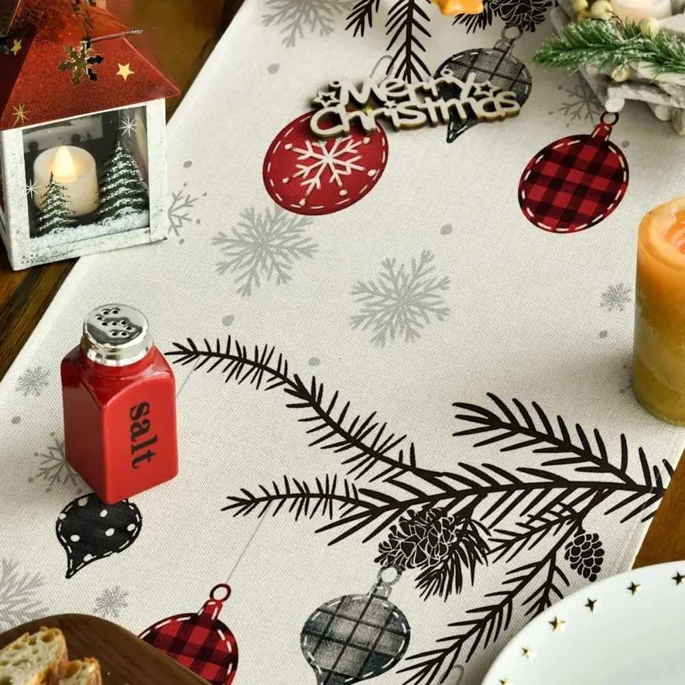 Christmas Merry Christmas Red Pine Tree Table Decoration Table Flag Winter Christmas Holiday Party Kitchen Table Decoration Y251113