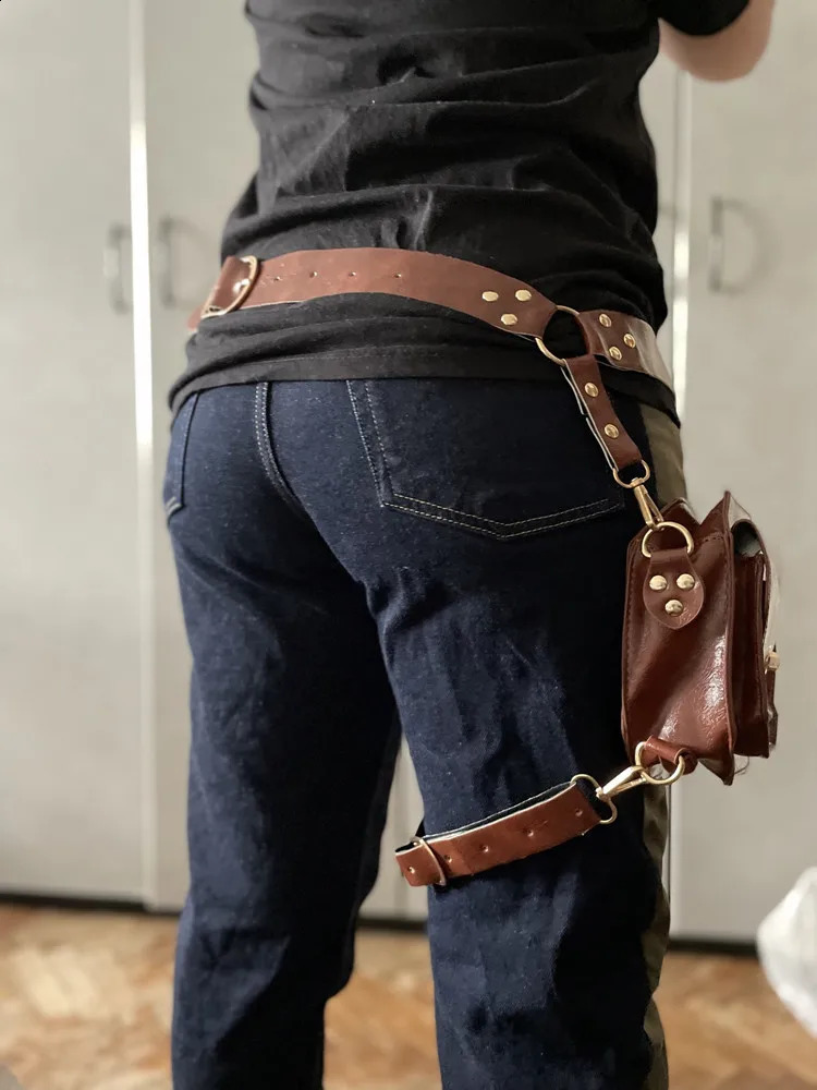 Steampunk retro PU waist bag Hip bag Womens cross body multifunctional outdoor leg phone bag Fanny bag Belt bag 250408