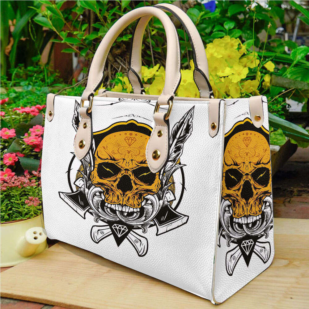 PU leather women's bag custom creative printed handbag, shoulder bag, black and white two options available