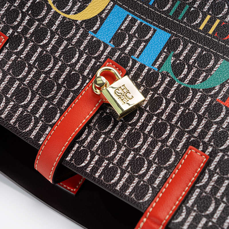 CHHC Women's Fashion Printed Handbag With Colorful Design Tote English Large Capacity Shoulder Bag