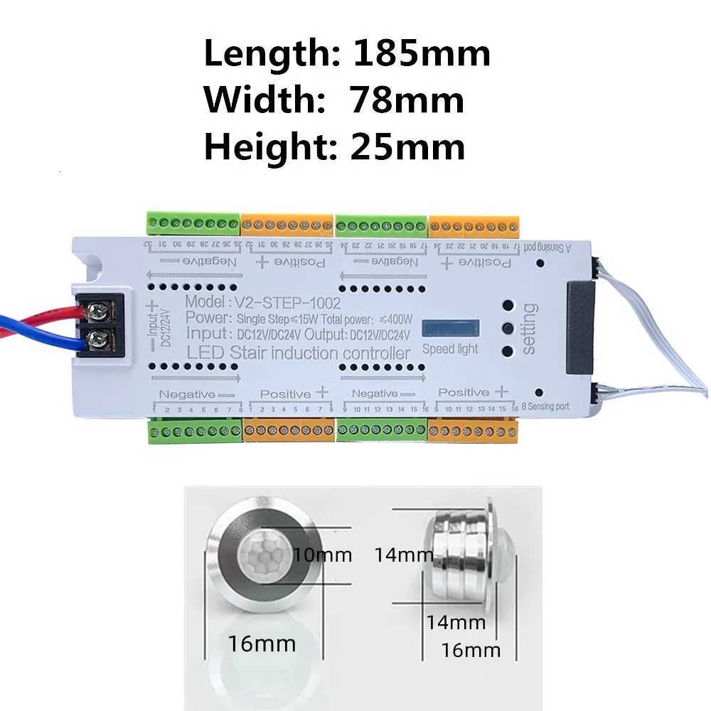 PIR Motion Sensor Stair LED Strip 12V SMD 5050 White / Warm White Lamp Tape Light 32 Ways Staircase Controller Step LED Ribbon W251112