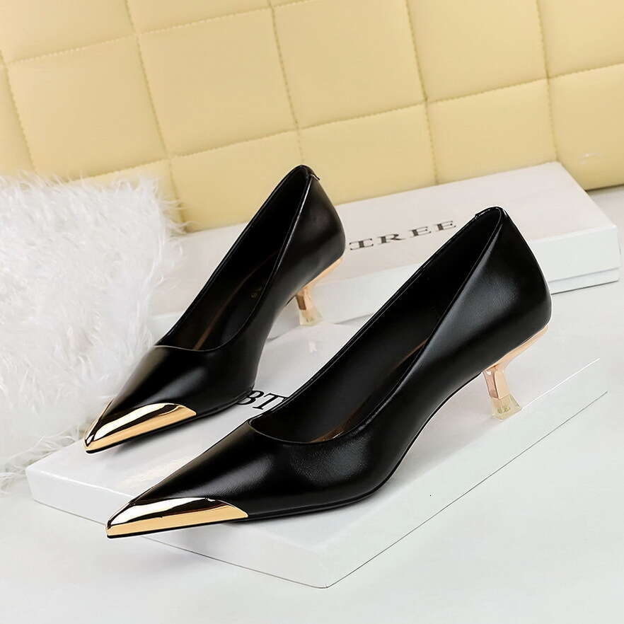 Brown Pumps Designer Shoe 4.5/9.5cm Heels stiletto comfortable High Heel Metal Pointed Toe business casual shoes women