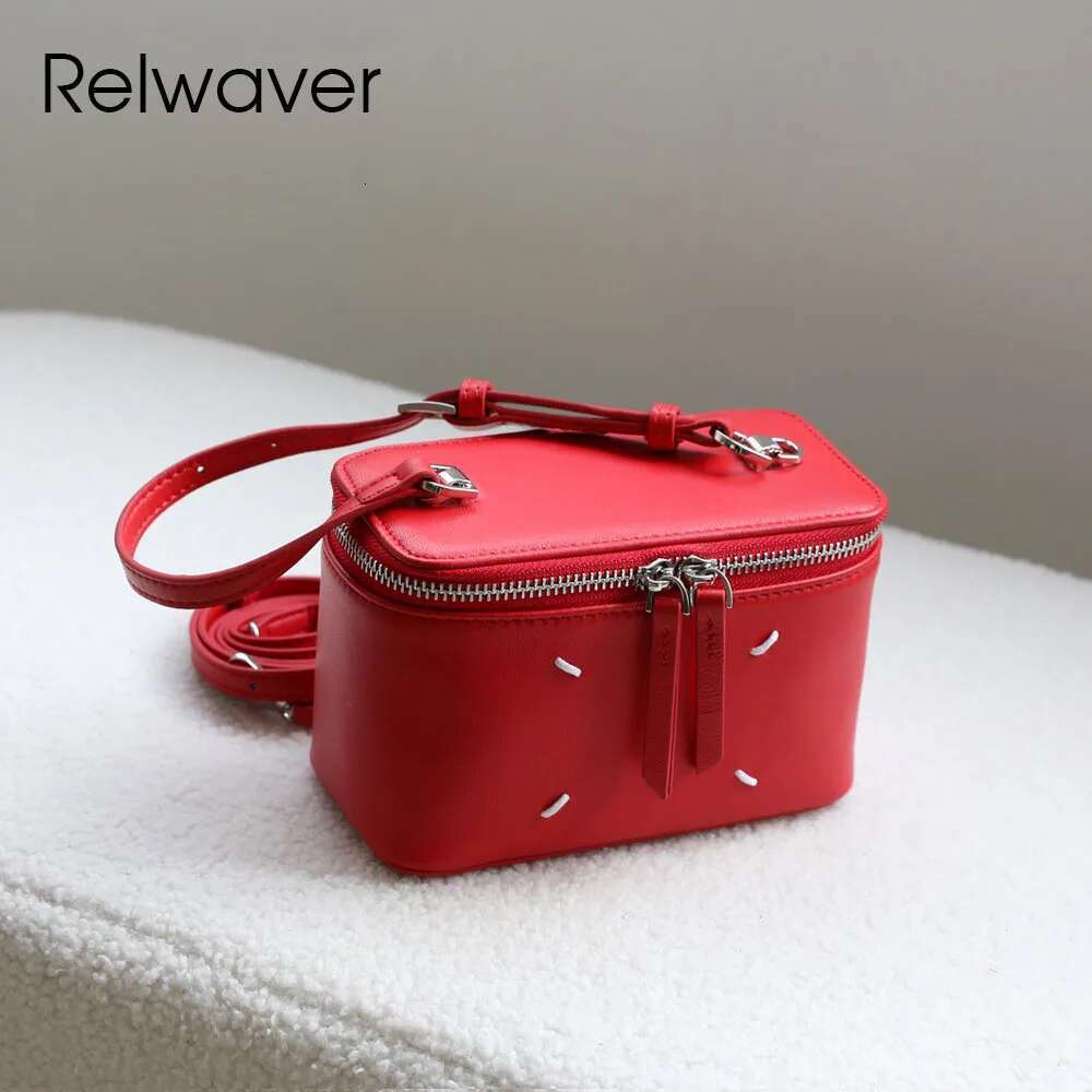 Relwaver Shoulder Bag Genuine Leather Handbag 2025 Spring Summer Sheep Skin Box Fashion Versatile Crossbody Bags For Women